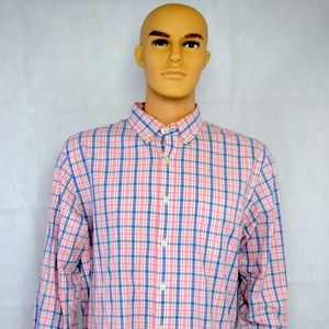 J. Crew Mens Large Pink and Blue Striped Button Sh
